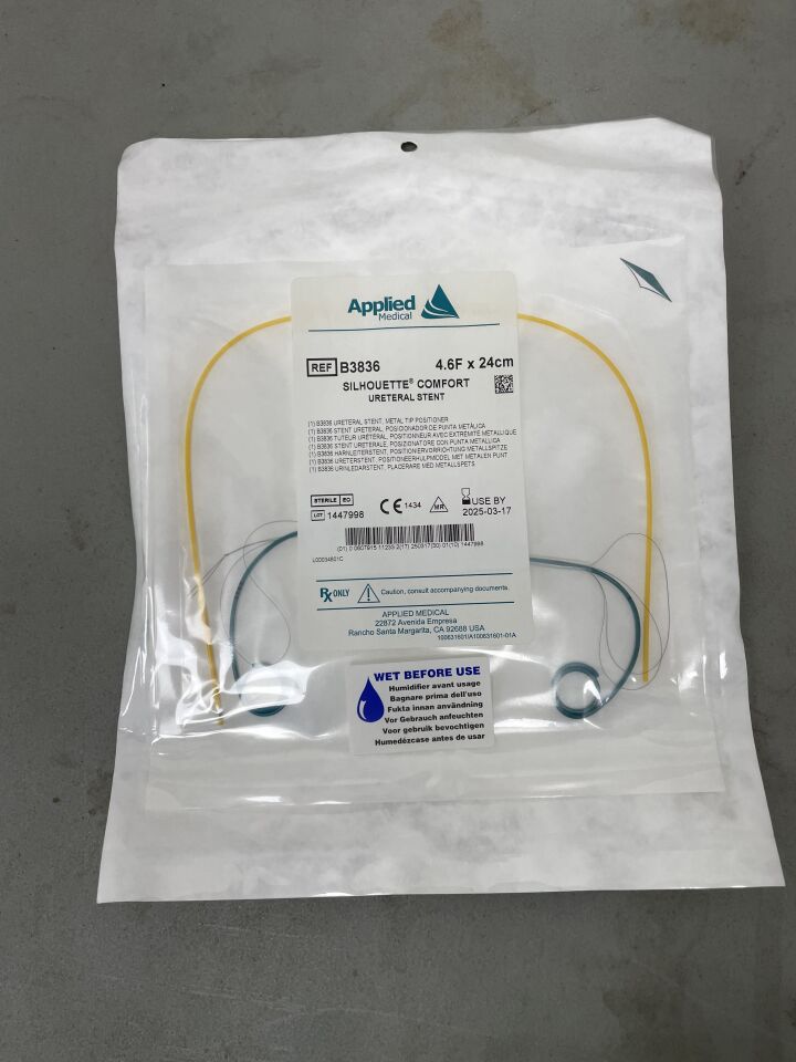 B3836 - APPLIED MEDICAL RESOURCES - SilHouette Comfort Ureteral Stent - 4.6Fr x 24cm, (EA)