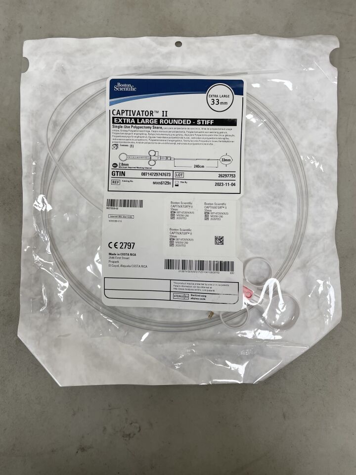 6129 - BOSTON SCIENTIFIC - Captivator II Single-Use Polypectomy Snare - Extra Large Rounded/Stiff - 33mm x 240cm, (EA)