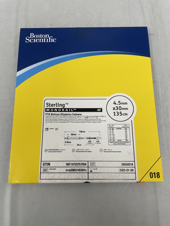 3903145301 - BOSTON SCIENTIFIC - Sterling MONORAIL PTA Balloon Dilatation Catheter - 4.5mm x 30mm x 135cm, (BX/1)