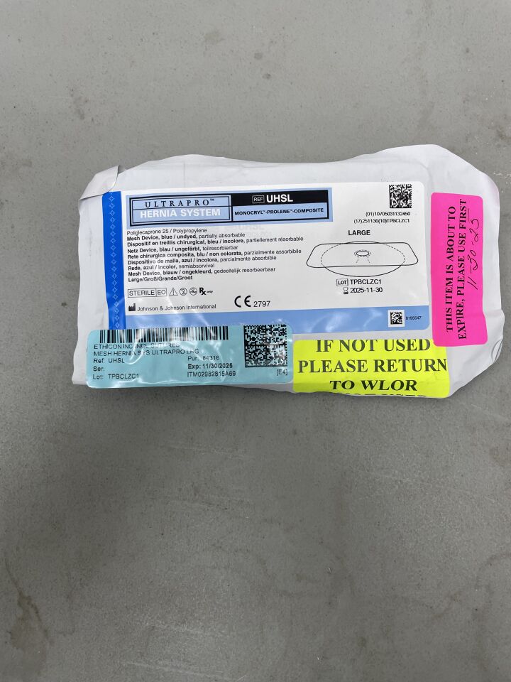 UHSL - ETHICON - Ultrapro Hernia System, Large, 6 x 12 cm, (EA)