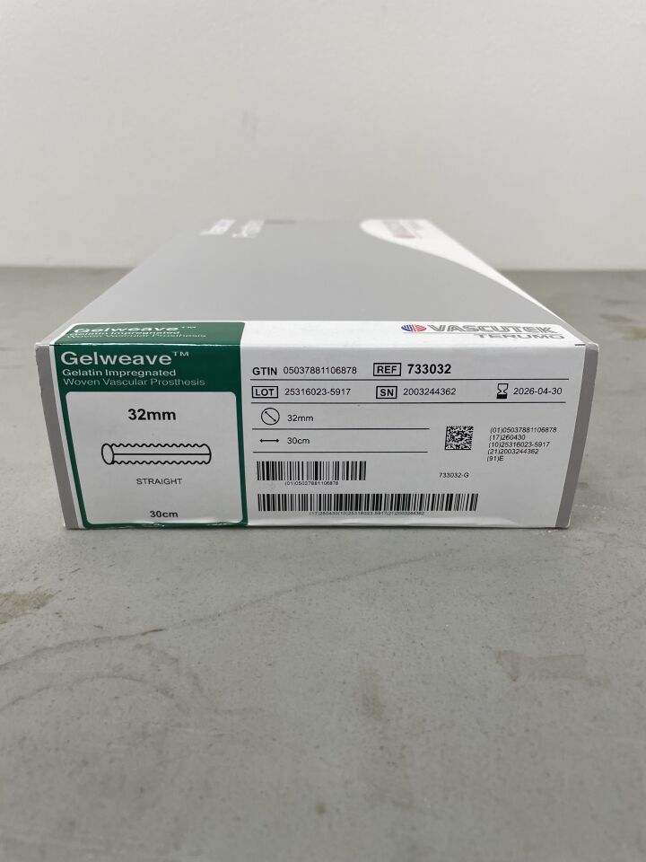 733032 - TERUMO - Vascutek Gelweave Vascular Graft, Straight 32mm x 30cm, (BX/1)