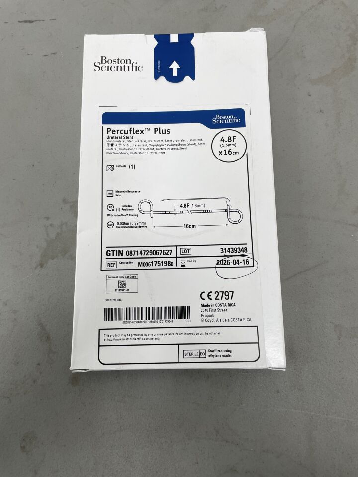 175198 - BOSTON SCIENTIFIC - Percuflex Plus Ureteral Stent - 4.8Fr x 16cm, (BX/1)