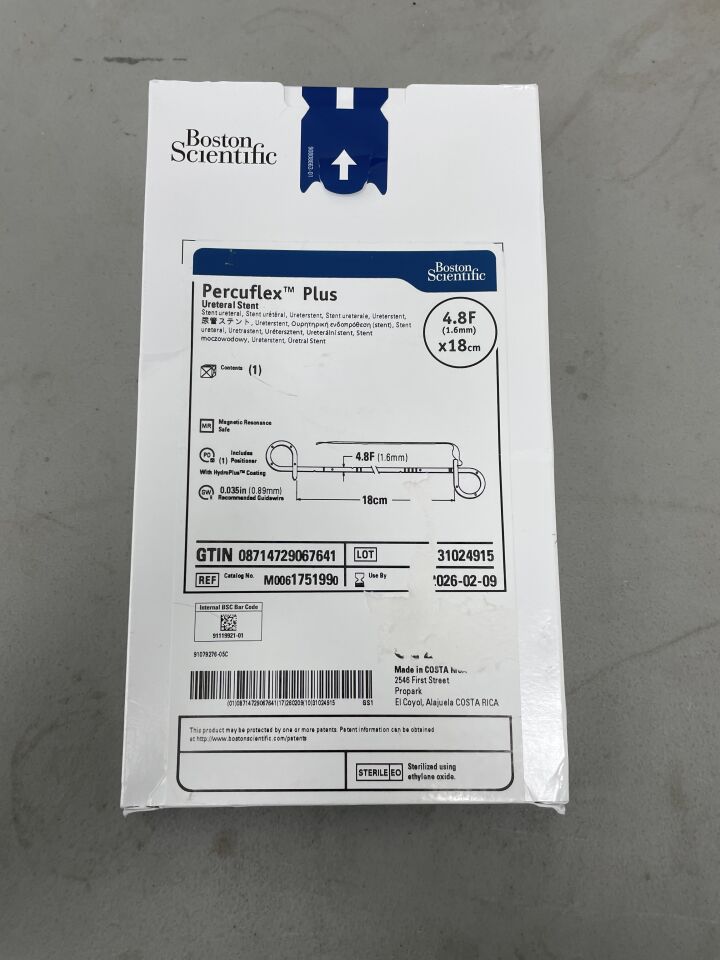175199 - BOSTON SCIENTIFIC - Percuflex Plus Ureteral Stent - 4.8Fr x 18cm, (BX/1)