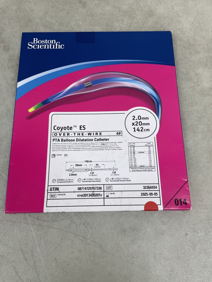 3913420201 - BOSTON SCIENTIFIC - Coyote ES OTW PTA Balloon Dilatation Catheter - 2.0mm x 20mm x 142cm, (BX/1)