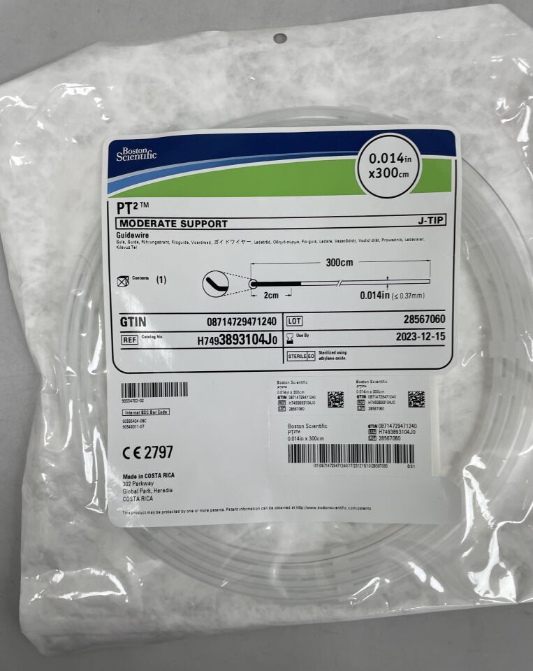 3893104J - BOSTON SCIENTIFIC - PT ² Guidewire, Moderate Support, J tip. 0.014" x 300cm, (EA)