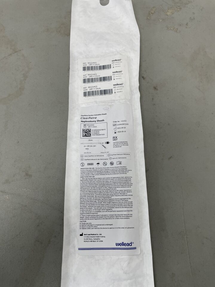 90121415 - WELL LEAD MEDICAL - ClearPetra Nephrostomy Sheath, 14Fr x 15cm, (EA)