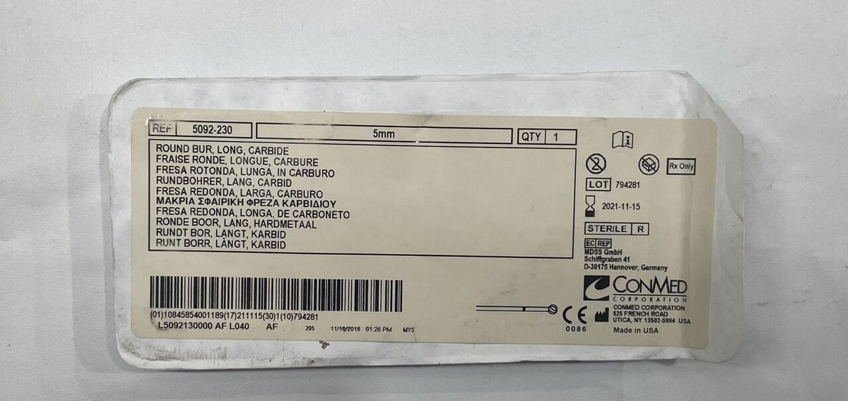 5092-230 - CONMED - 5mm round bur long carbide, (BX/5)