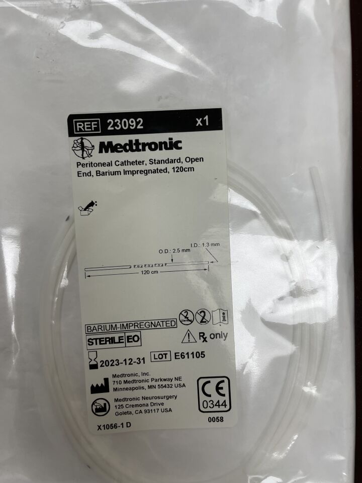 23092 - MEDTRONIC - Peritoneal Catheter, Standard, Open End, Barium Impregnated, 120cm, (BX/1)