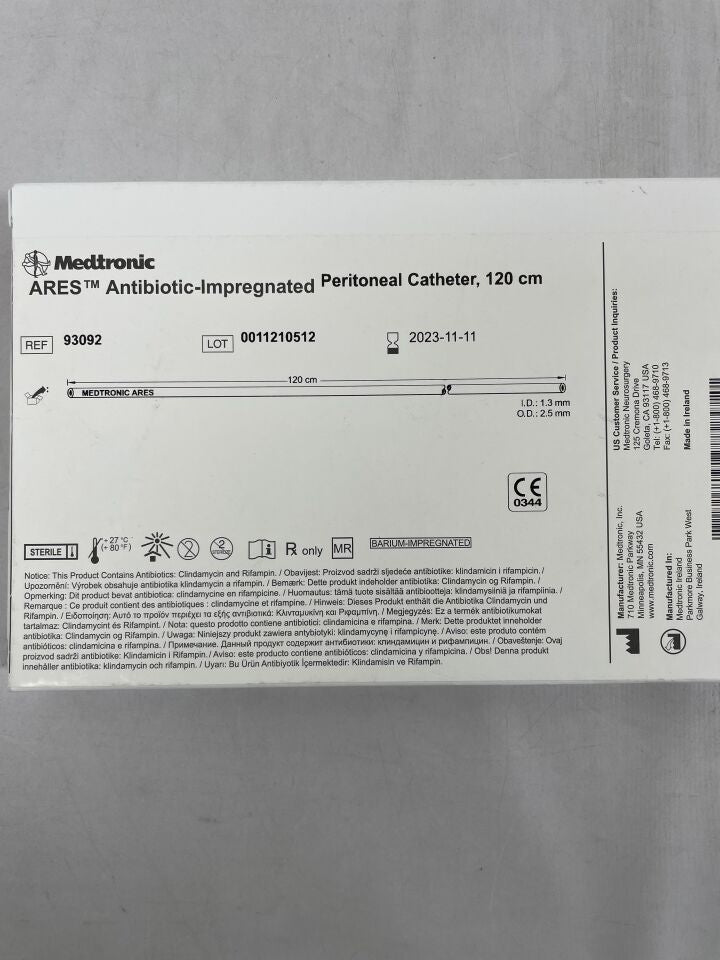 93092 - MEDTRONIC - ARES Antibiotic-Impregnated Peritoneal Catheter - 120cm, (BX/1)