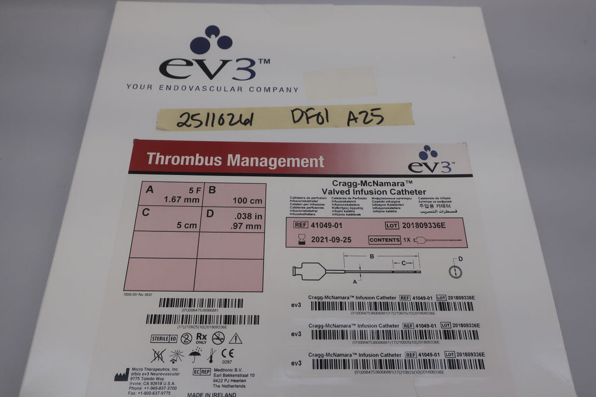 41049-01 - EV3 - ev3 Cragg-McNamara Valved Infusion Catheter, 5F x 100cm x 5cm x .038", (EA)