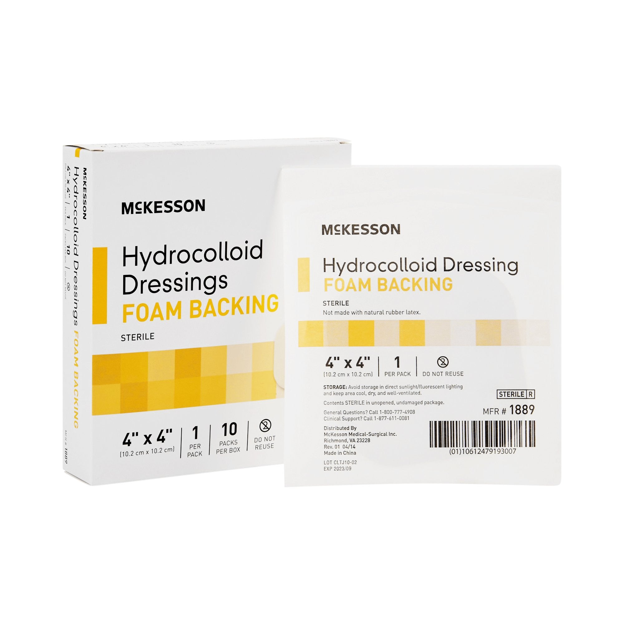882995 - McKesson - McKesson Hydrocolloid Dressing Foam Backing 4 X 4 Inch Square Hydrocolloid / Foam, 1889, Case of 100, (CS)