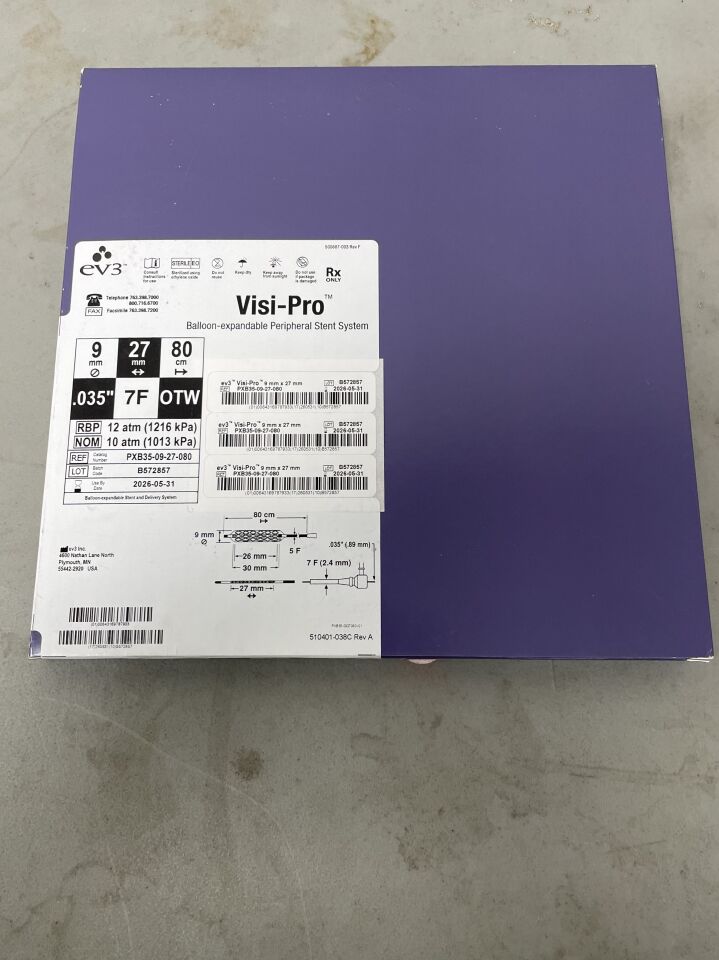PXB35-09-27-080 - EV3 - Visi-Pro Balloon-Expandable Peripheral Stent System - OTW - 9mm x 27mm x 80cm, (BX/1)