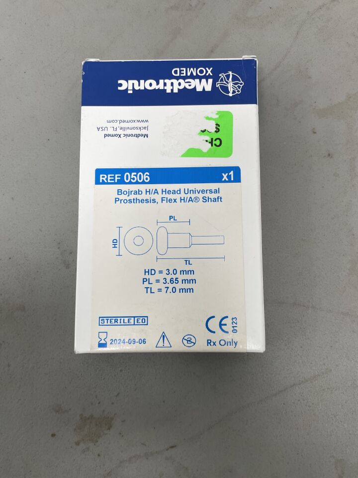 506 - MEDTRONIC - Borjab H/A Head Universal Prothesis, 3 x 3.65 x 7mm, (BX/1)