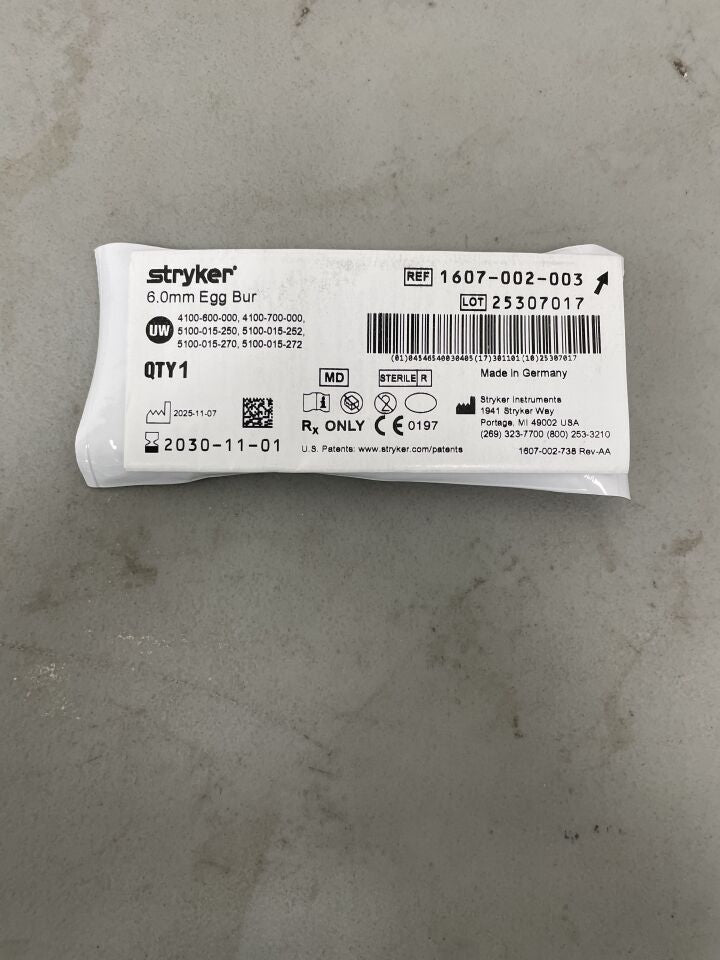 1607-002-003 - STRYKER - Egg Bur, 6.0mm, (EA)