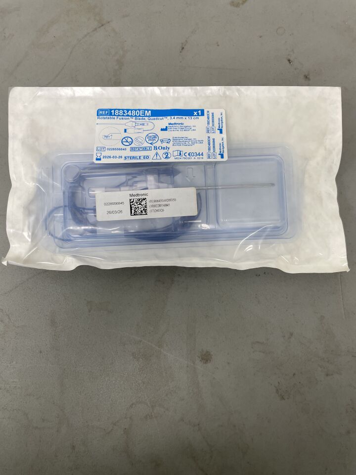 1883480EM - MEDTRONIC - Rotatable Fusion Blade, Quadcut, 3.4mm dia. x 13cm Length, with Automated EM Tracking, (EA)