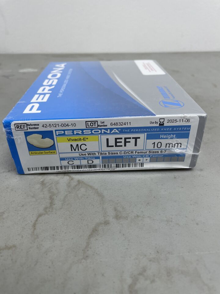 42-5121-004-10 - ZIMMER - PERSONA Vivacit-E Articular Surface Insert, Left Version, Height - 10mm, (BX/1)