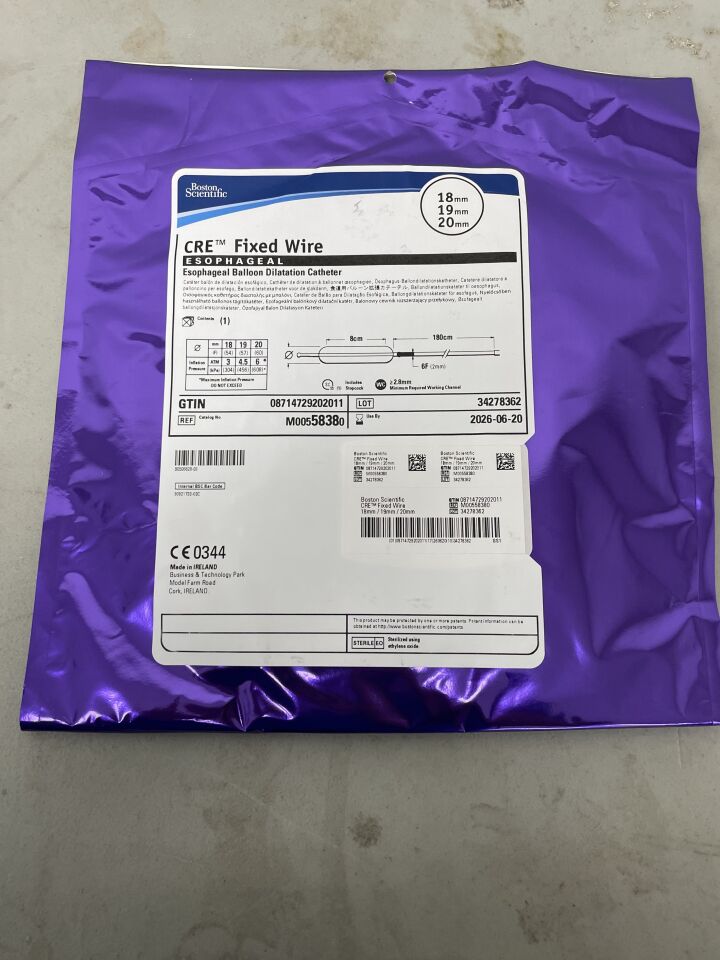 5838 - BOSTON SCIENTIFIC - CRE Fixed Wire Balloon Dilatation Catheter - Esophageal - 18mm x 19mm x 20mm, (EA)