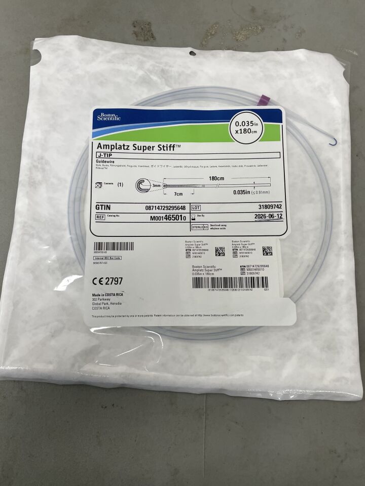 46501 - BOSTON SCIENTIFIC - Amplatz Super Stiff Guidewire - J-Tip - .035'' x 180cm, (EA)