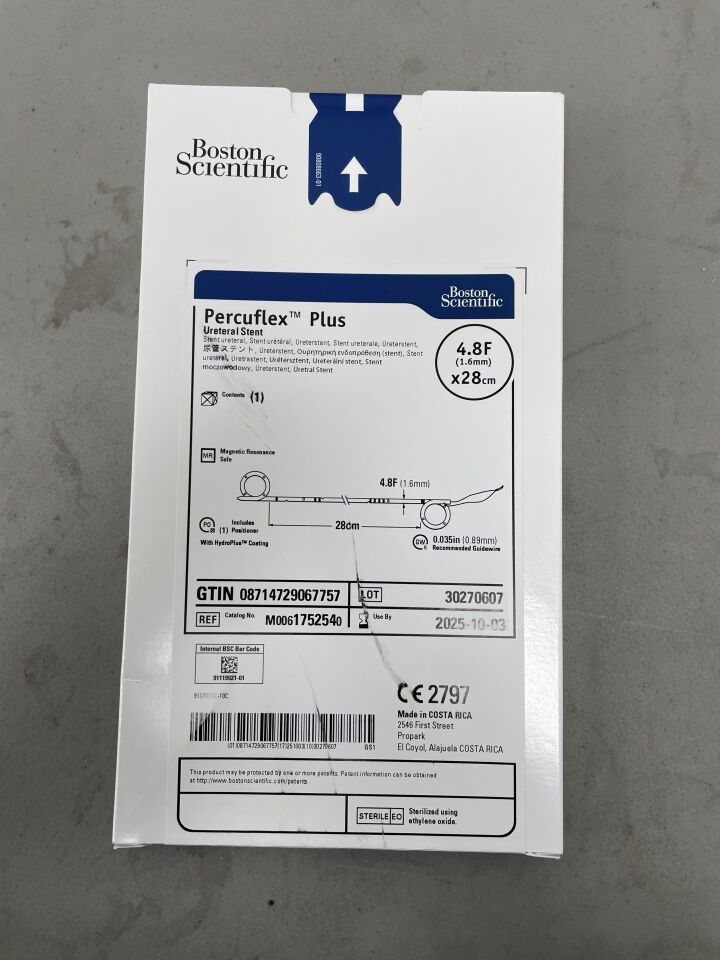 175254 - BOSTON SCIENTIFIC - Percuflex Plus Ureteral Stent - 4.8Fr x 28cm, (BX/1)