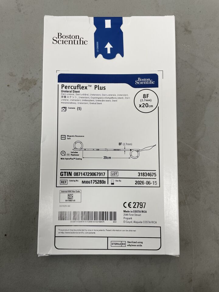 175280 - BOSTON SCIENTIFIC - Percuflex Plus Ureteral Stent - 8Fr x 20cm, (BX/1)