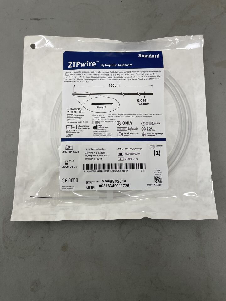 680201 - BOSTON SCIENTIFIC - ZIPwire Hydrophilic Guidewire - Standard, Straight - .025" x 150cm, ()