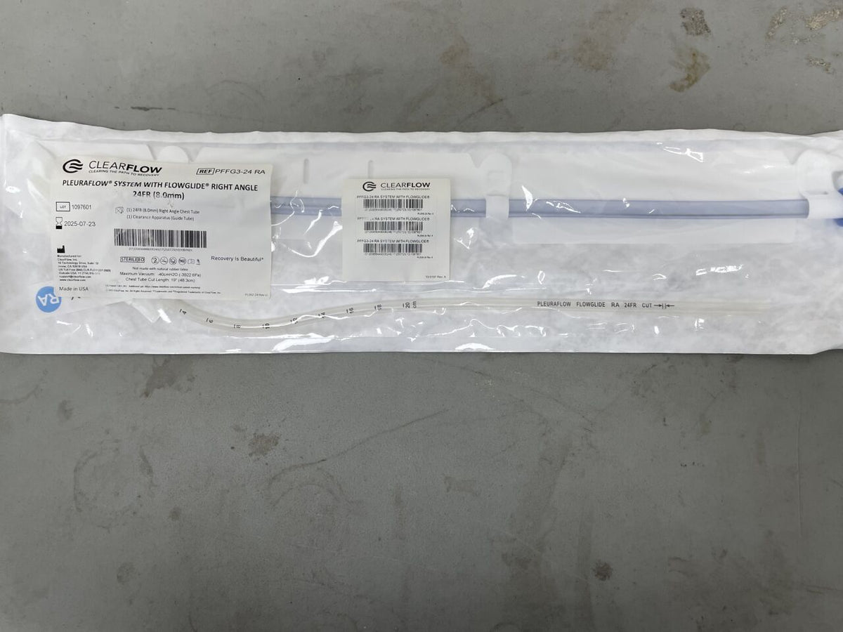 PFFG3-24 RA - CLEARFLOW - ClearFlow Pleuraflow ACT System with Flowglide, Right Angle, 24F, (EA)