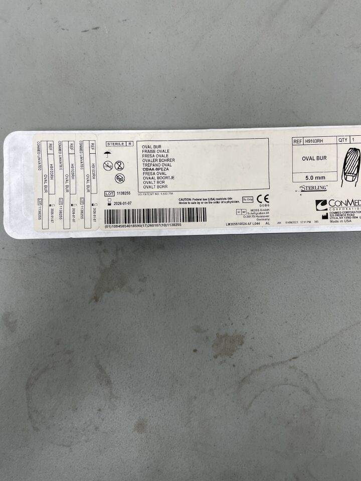 H9103RH - CONMED - 5.0mm sterling oval bur, (EA)