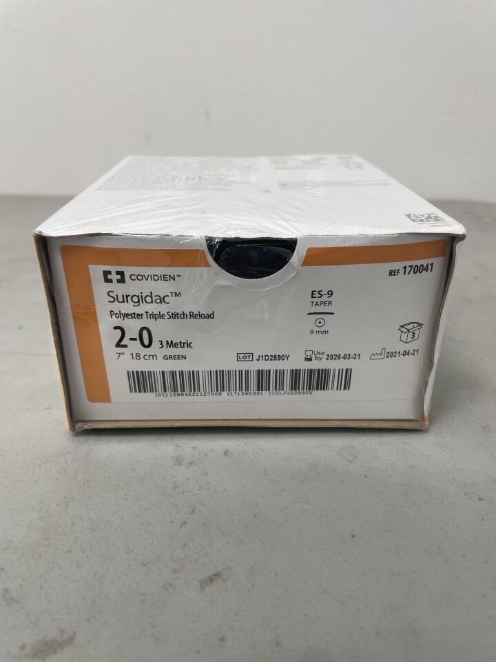 170041 - COVIDIEN - Endo Stitch Triple-Stitch Surgidac green 7" ES-9 taper, (BX/3)