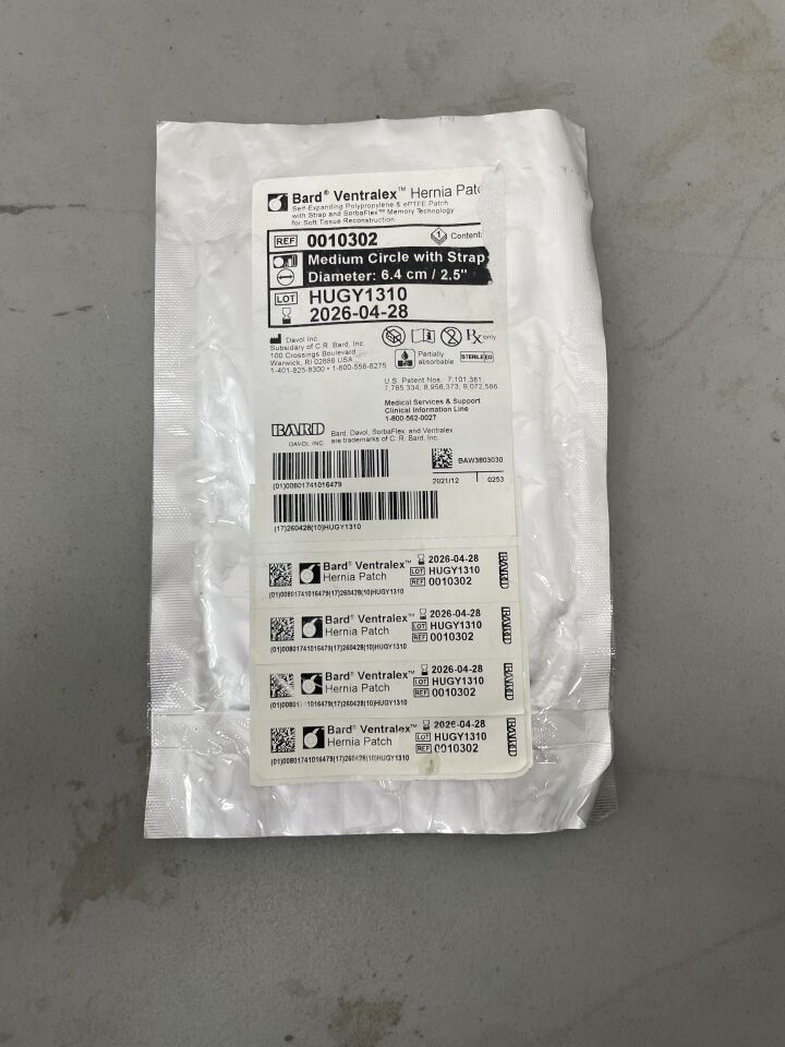 0010302 - BARD - Ventralex Hernia Patch, Medium Circle w/Strap 6.4cm, ()