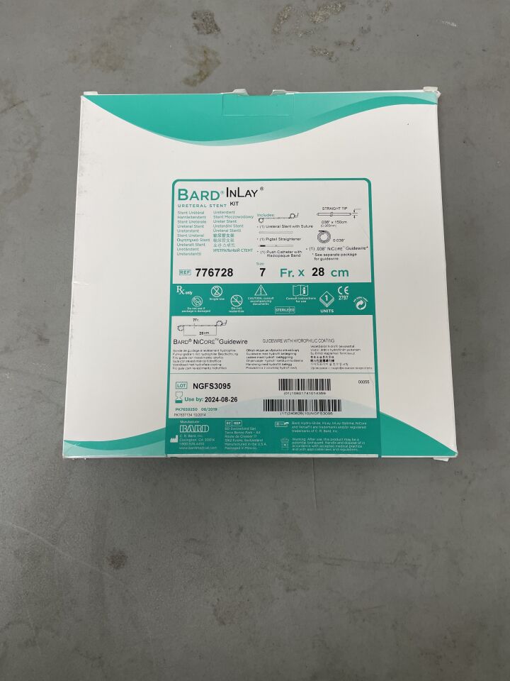 776728 - BARD - InLay Ureteral Stent Kit w/Nitinol Guidewire 7F x 28cm, (BX/1)
