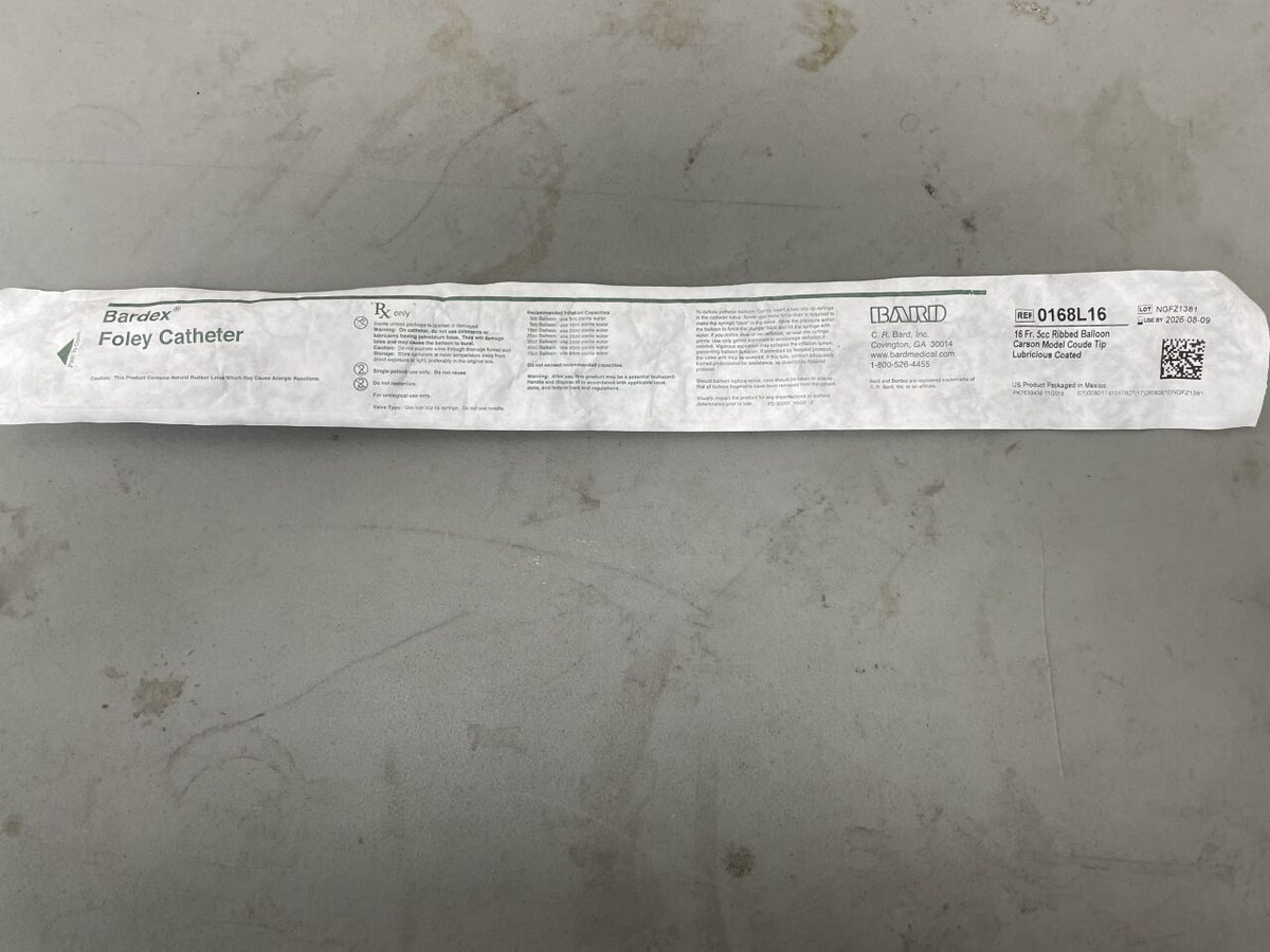 0168L16 - BARD - Lubricath Foley Catheter 2-Way, Specialty, Carson, Medium Olive Coude Tip, Single Drainage Eye, 5cc/16F, (EA)