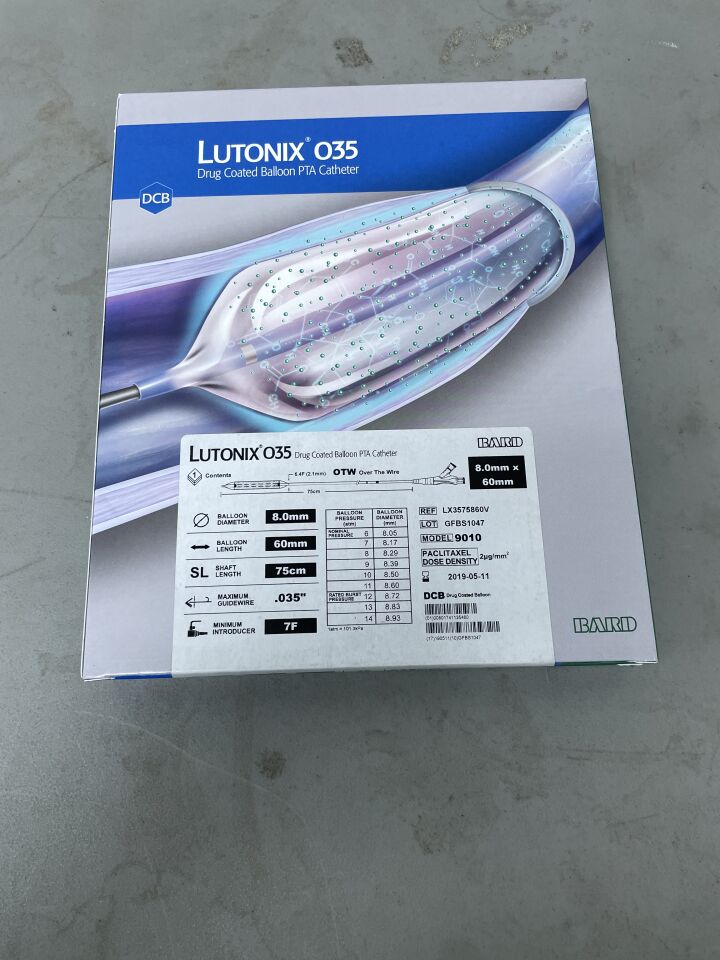 LX3575860V - BARD - LUTONIX 035 Drug Coated Balloon PTA Catheter - 7Fr x 8mm x 60mm x 75cm, (BX/1)