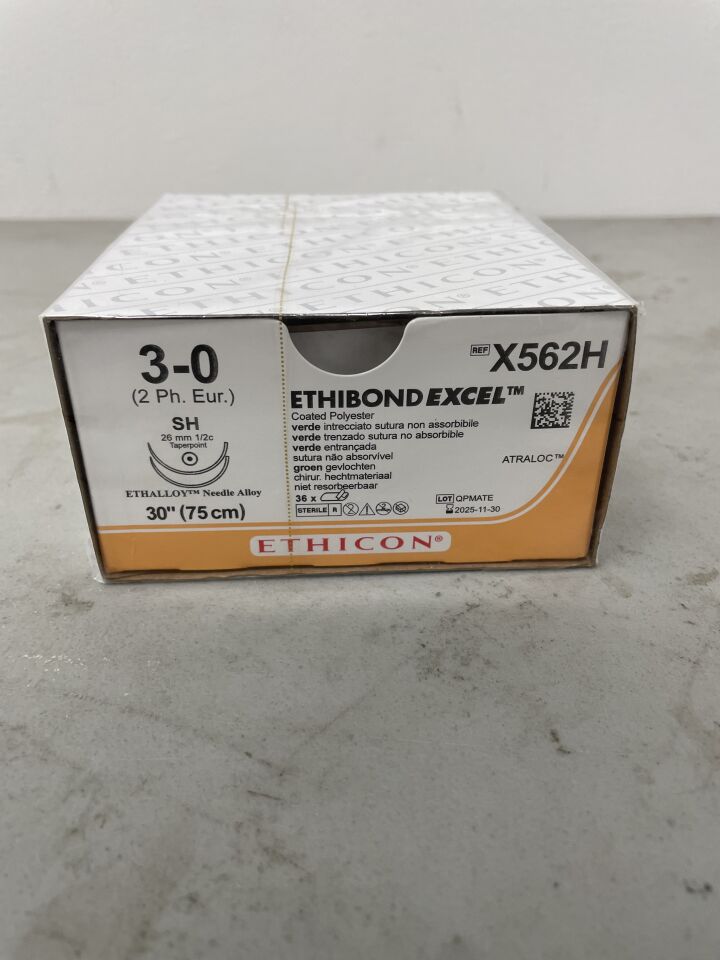 X562H - ETHICON - ethibond excel polyester suture green braided 3-0, (BX/36)
