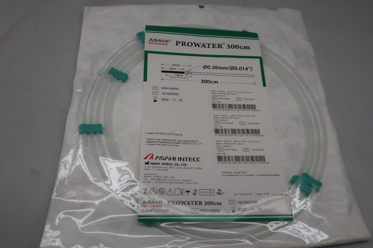 AGH146300 - ASAHI - Prowater Straight Tip PTCA Guidewire, 0.014 in. dia. x 300 cm Length, 0.8 gf Tip Load, (EA)