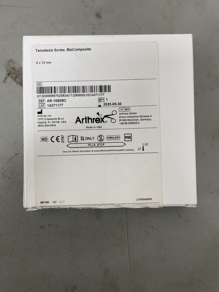 AR-1680BC - ARTHREX - BioComposite Tenodesis Screw: 8mm x 12mm, (BX/1)