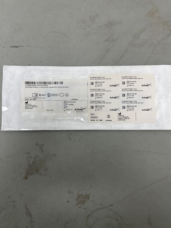 AR-4159-16D - ARTHREX - DynaNite FlexWire 1.6mm Double-Tipped Nitinol Guidewire, Two Zone, (EA)