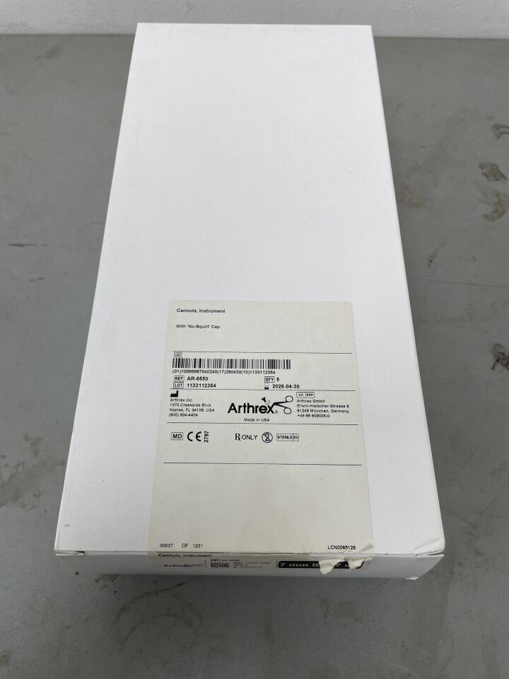 AR-6550 - ARTHREX - Instrument Cannula with No-Squirt Cap: 7mm x 7cm, (BX/5)