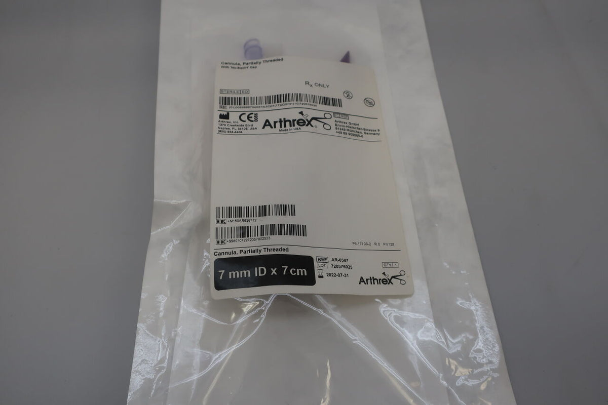 AR-6567 - ARTHREX - Cannula, Partially Threaded, No-Squirt Cap 7mm x 7cm, (EA)