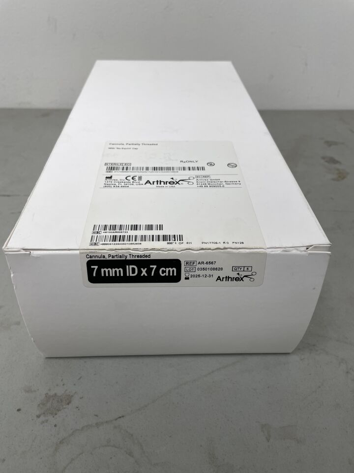 AR-6567 - ARTHREX - Cannula, Partially Threaded, No-Squirt Cap 7mm x 7cm, (BX/5)