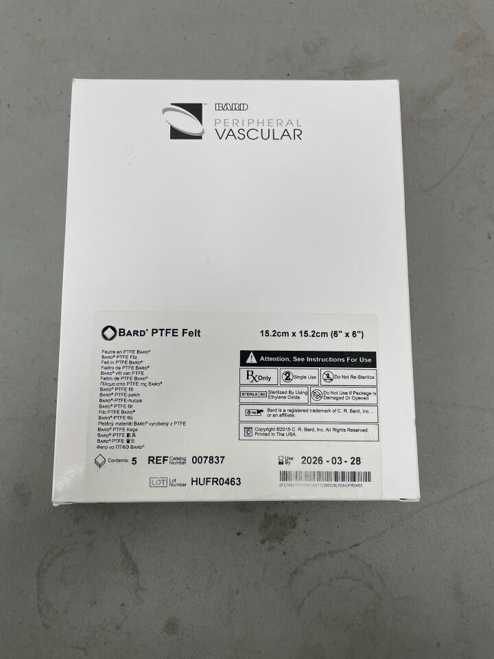 7837 - BARD - PTFE Felt: 6" x 6", (BX/5)