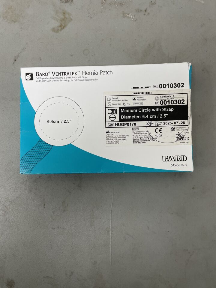 0010302 - BARD - Ventralex Hernia Patch, Medium Circle w/Strap 6.4cm, (BX/2)