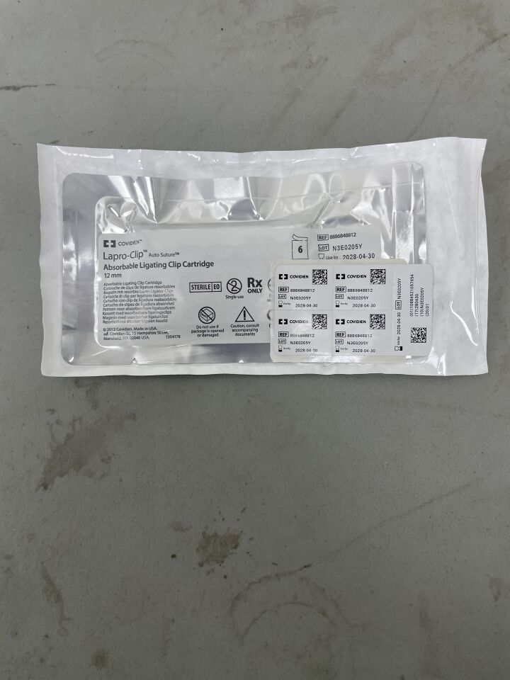 8886848812 - COVIDIEN - Lapro-Clip 12mm Absorbable Clips (6 per Packet), (EA)