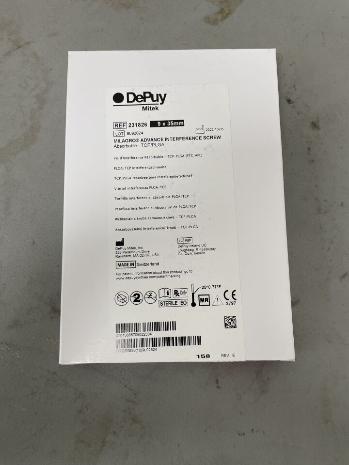 231826 - DEPUY - Milagro Advance Interference Screw, 9 x 35mm, (BX/1)