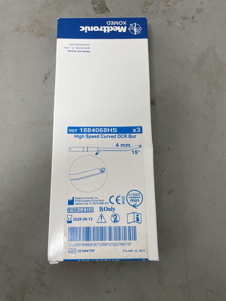 1884068HS - MEDTRONIC - High-Speed Curved DCR Burr, 4 mm dia. x 11 cm Length, (BX/1)