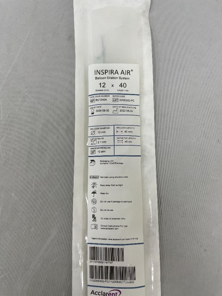 BC1240A - ACCLARENT - INSPIRA AIR Balloon Dilation System - 12mm x 40mm x 45cm, ()