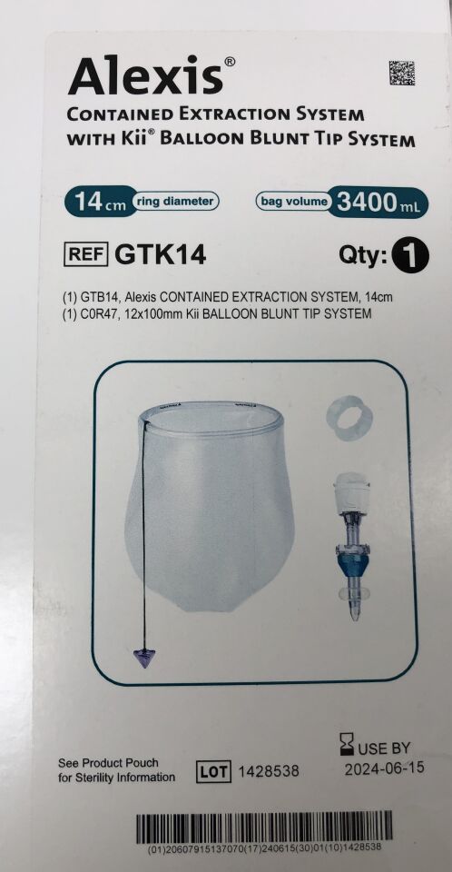 GTK14 - APPLIED - Alexis Contained Extraction System with Kii Balloon Blunt Tip System, 3400 mL Bag, (BX/1)