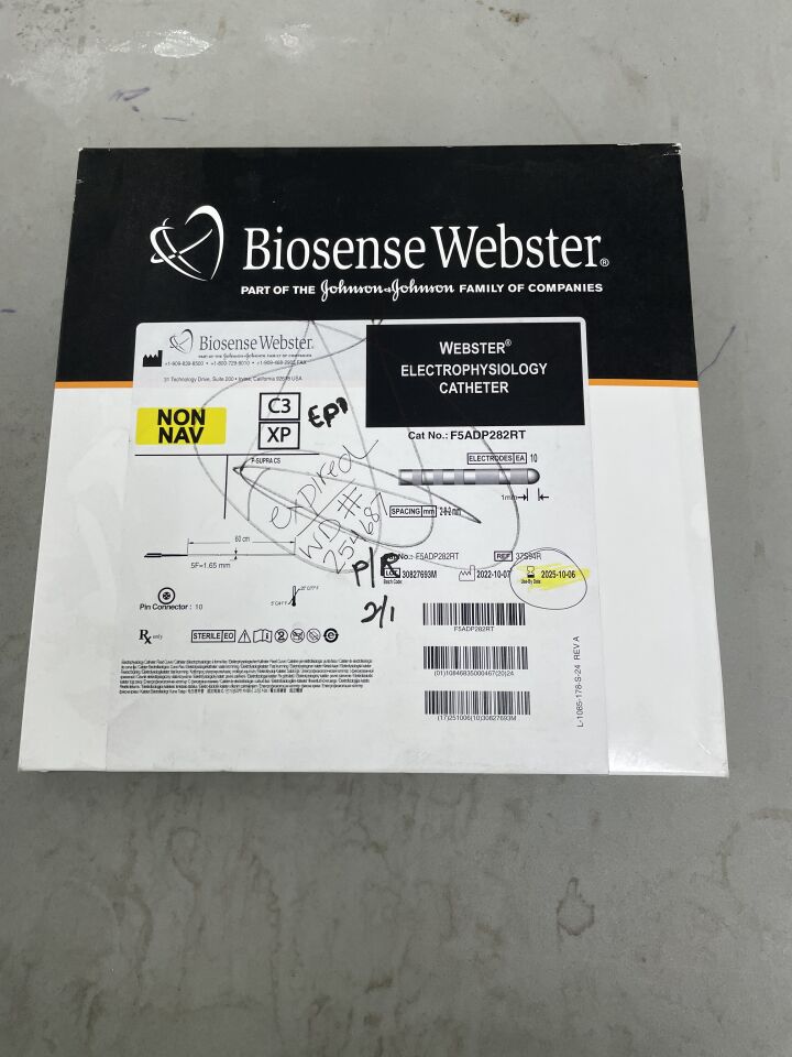 F5ADP282RT - BIOSENSE WEBSTER - Electrophysiology Catheter - Fixed Curve - NON NAV - 2-8-2mm - P-SUPRA CS - 5Fr x 60cm, (BX/1)