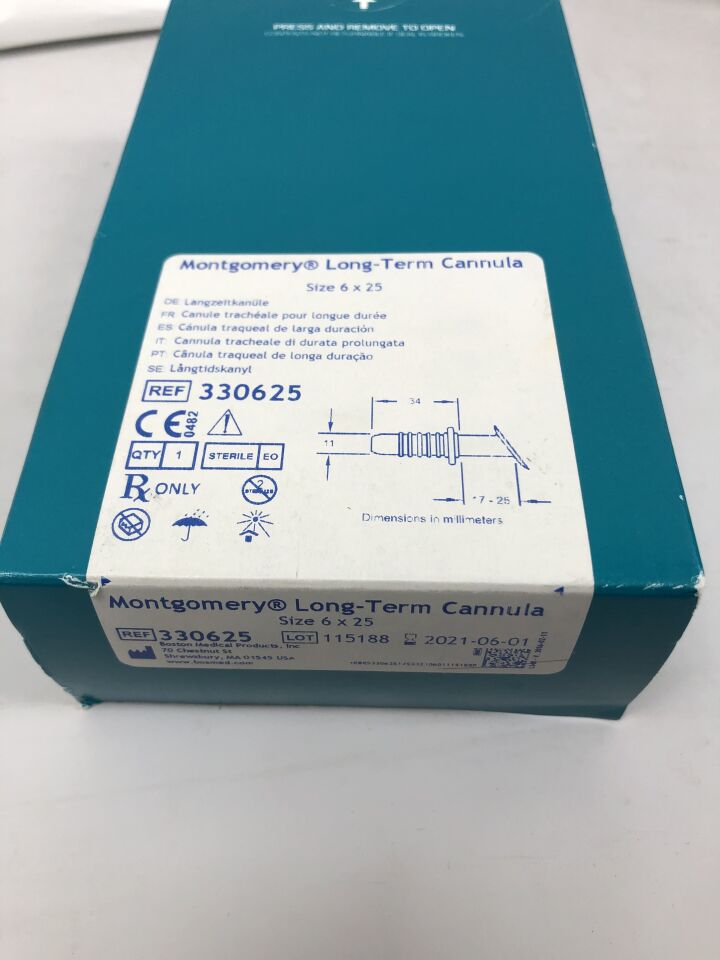 330625 - BOSTON MEDICAL - montgomery long-term cannula 11mm x 37mm, size 6, (BX/1)