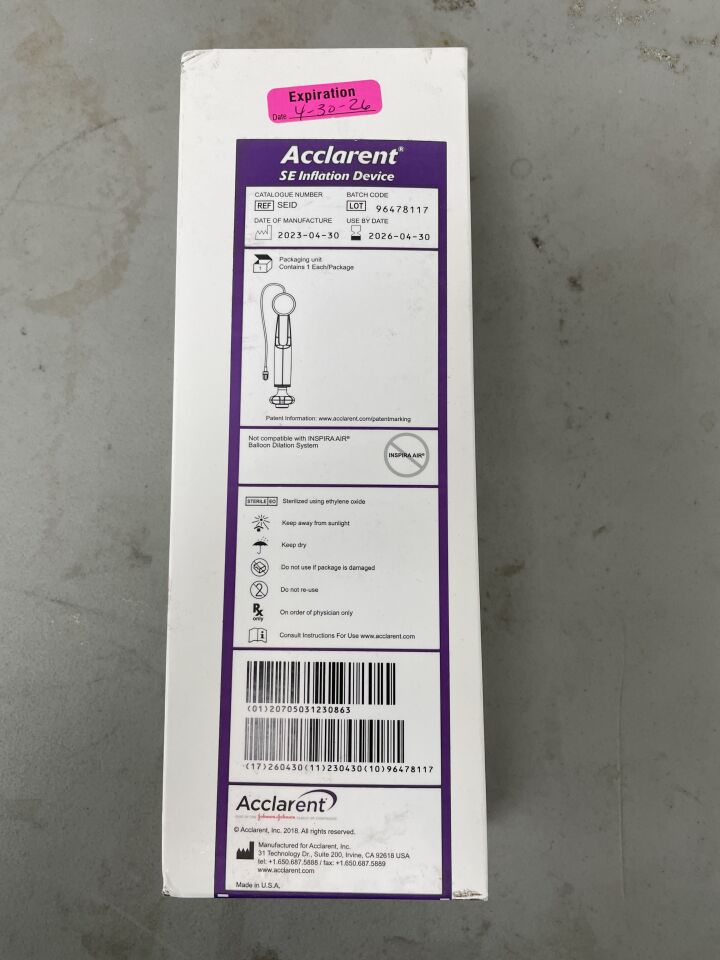 SEID - ACCLARENT - Acclarent Se Inflation Device, 1 PK, (BX/1)