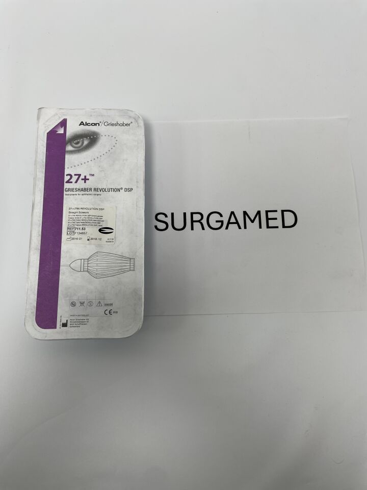 711.53 - ALCON - Grieshaber Revolution DSP End Straight Scissors, 27+, (EA)